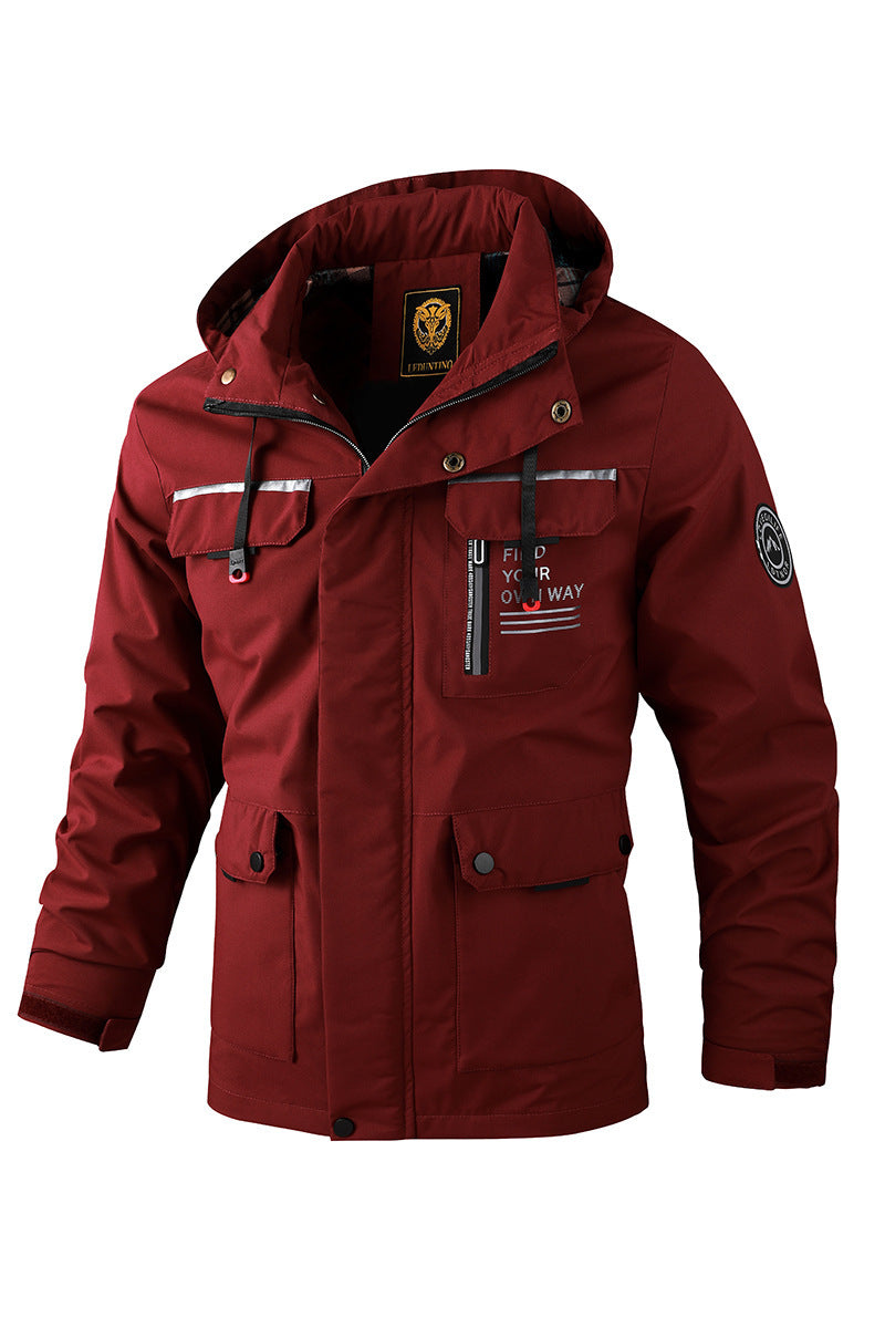 Men’s Casual Windbreaker – Hooded Waterproof Softshell Coat