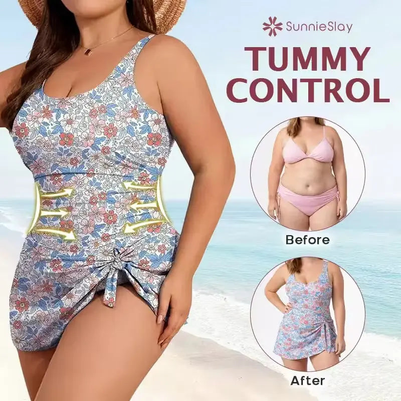 🏖️SunnieSlay - One-Piece Swimdress for Women with Tummy Control