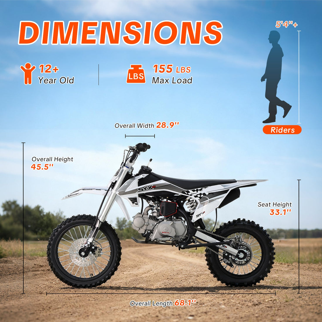 SYX MOTO K1 125cc Dirt Bike | 4-Stroke Off-Road Pit Bike for Teens & Adults