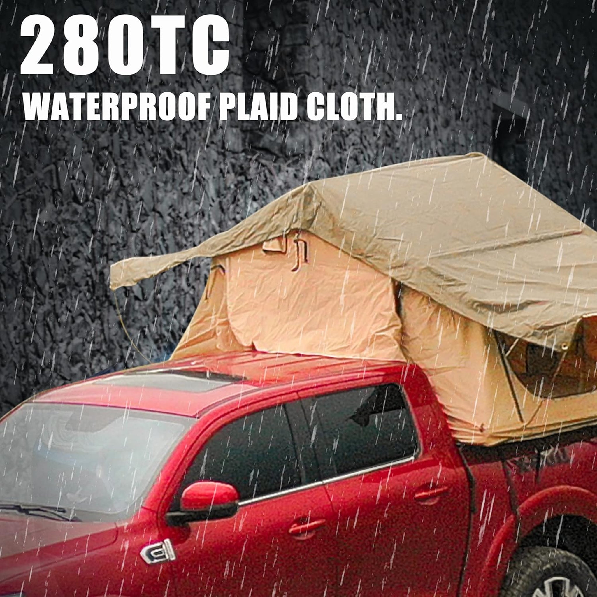Trailora Summit Soft-Shell Aluminum Rooftop Tent With Ladder, LED Light Strip, And Memory Foam Mattress [2-3 Person] (SAK26814)