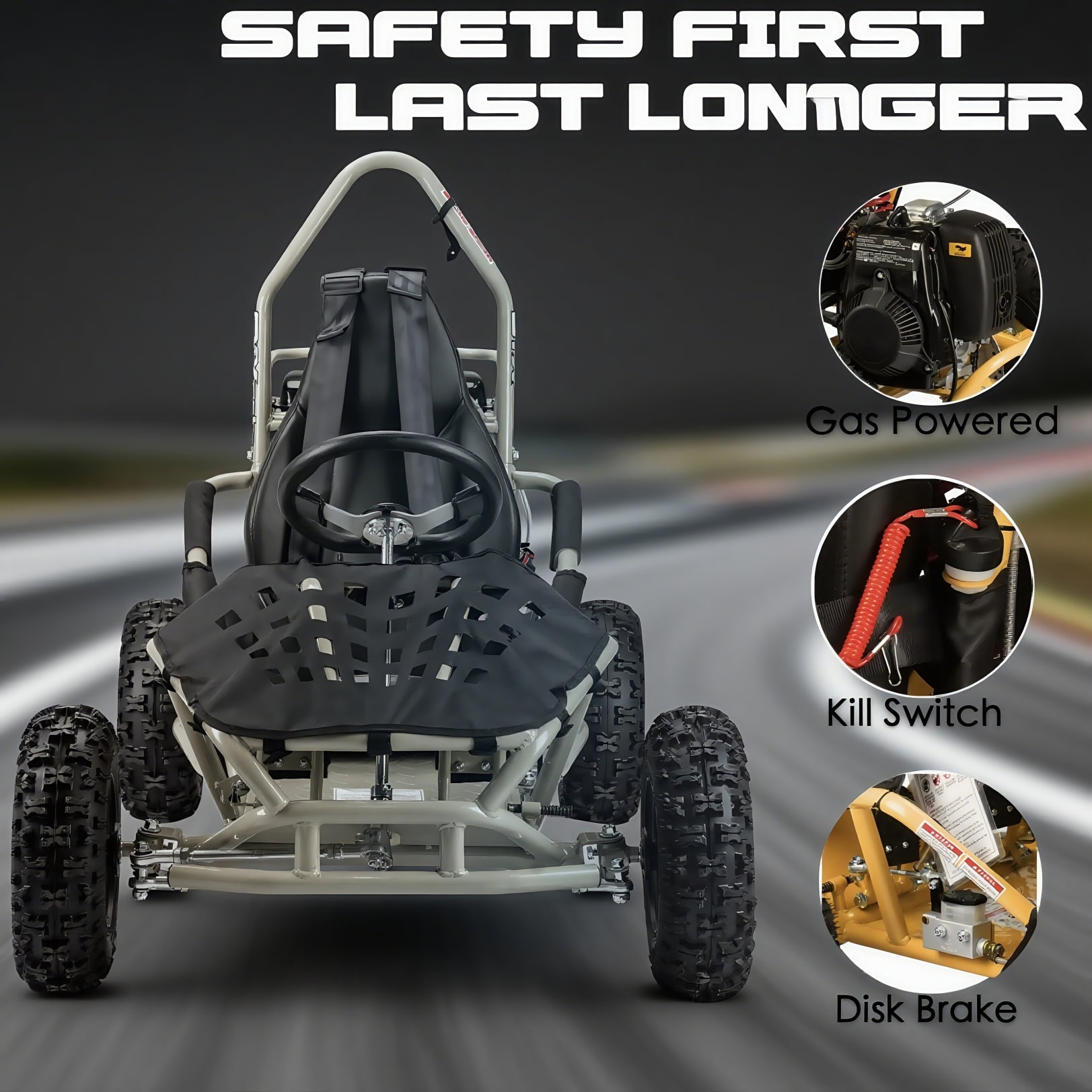 SYX MOTO GK-49A 50cc 4-Stroke Gas Go Kart | Off-Road Mini Buggy for Teens