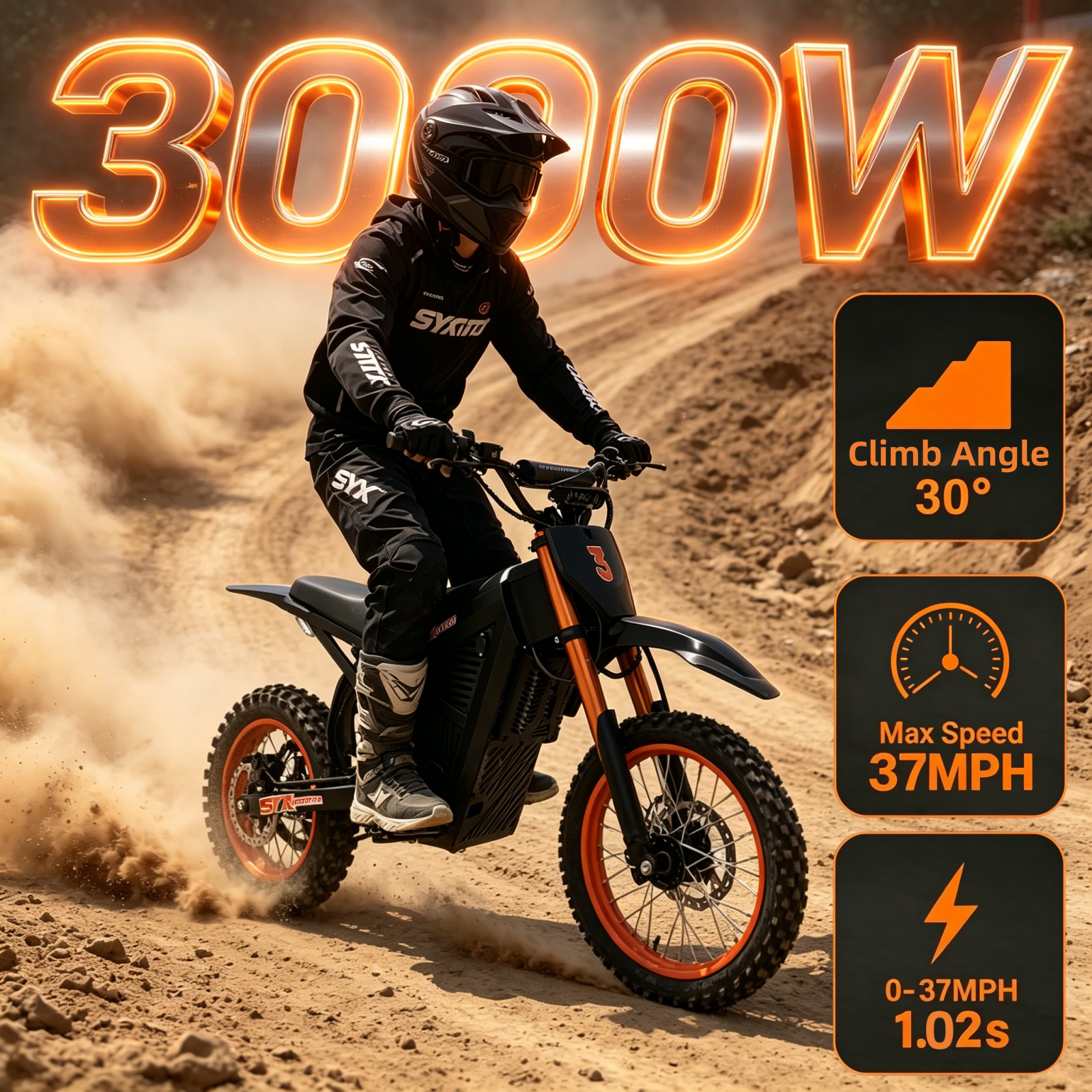 SYX MOTO ARC 3000W Peak Electric Dirt Bike | 48V Mid-Drive Off-Road Motorcycle
