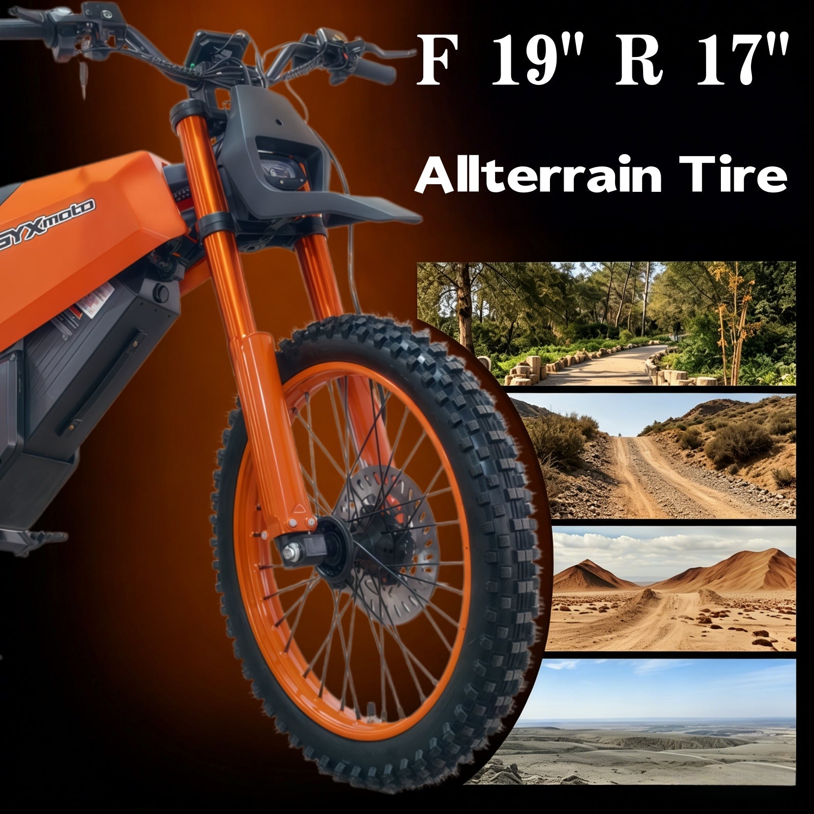 SYX MOTO SPRK Electric Dirt Bike | 5500W Peak, 43MPH High Speed Off-Road Trail Motorcycle (60V 27Ah)