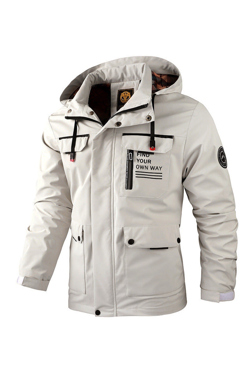 Men’s Casual Windbreaker – Hooded Waterproof Softshell Coat