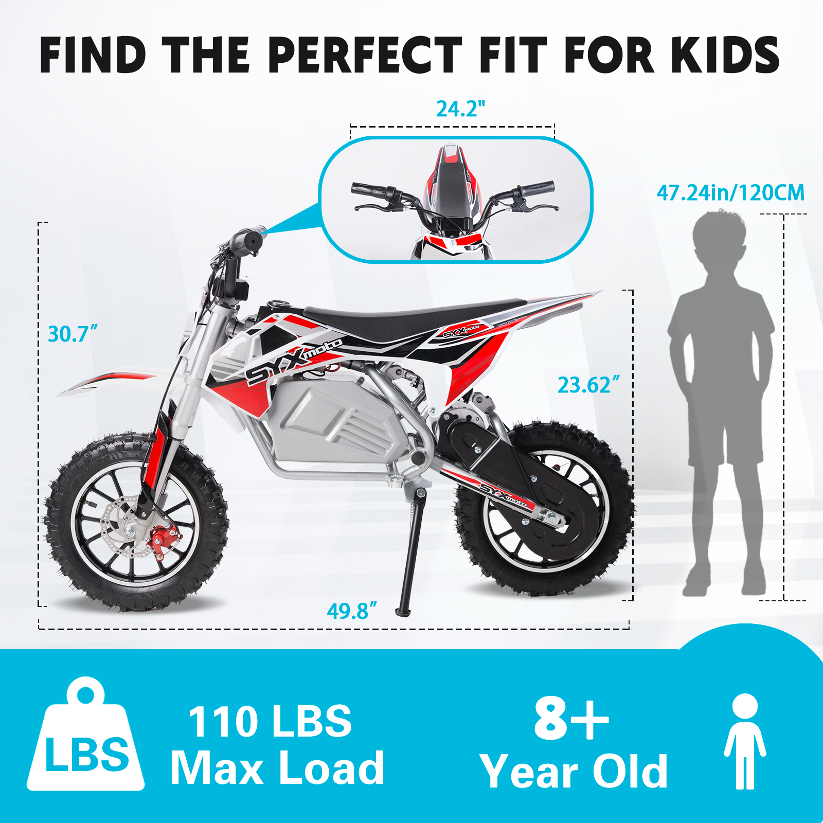 SYX MOTO KBE 500W Kids Electric Dirt Bike | 36V Mini Off-Road E-Bike for Beginners