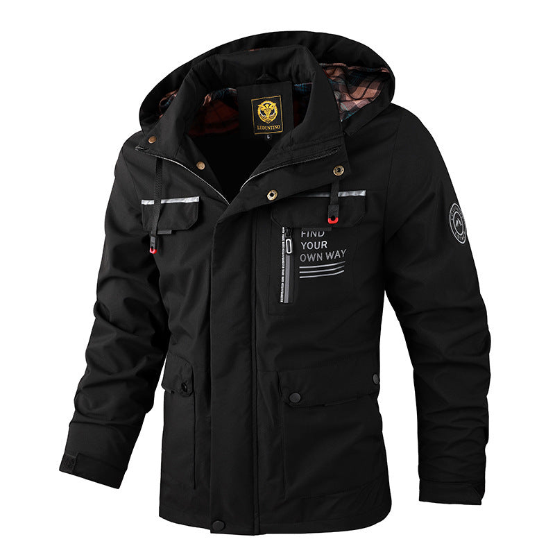Men’s Casual Windbreaker – Hooded Waterproof Softshell Coat