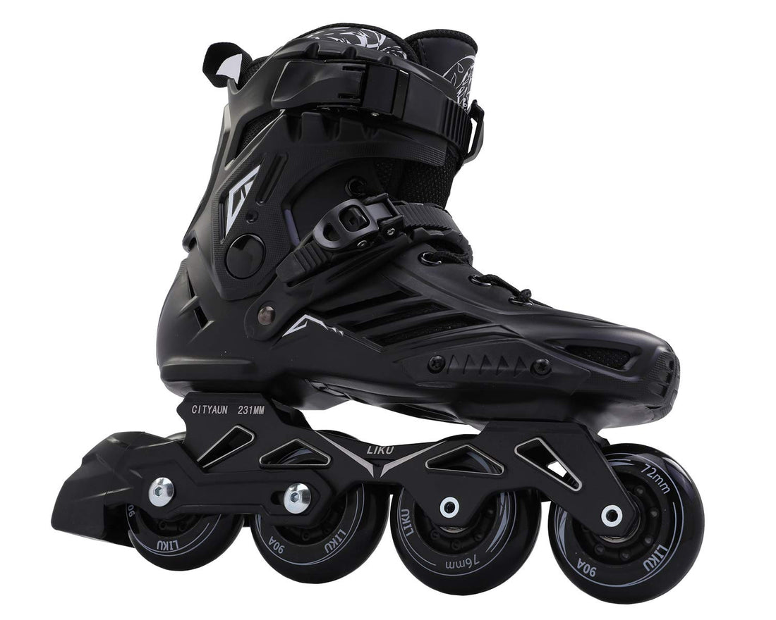 LIKU Fitness Professional Inline Skates Women Men Adult Youth Black (Men 9.5Women 10.5)