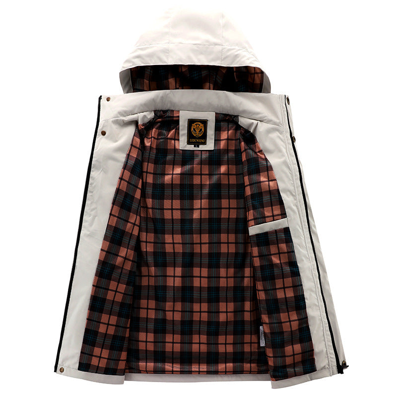 Men’s Casual Windbreaker – Hooded Waterproof Softshell Coat