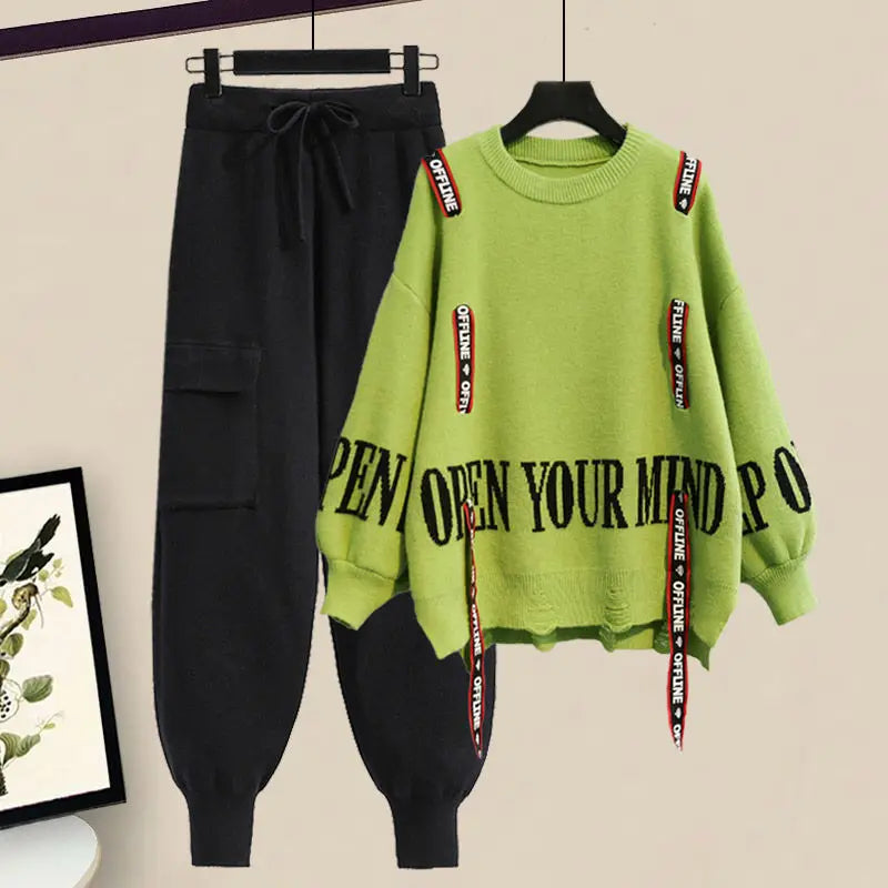 Winter Knit Sweater & Pants Two-Piece Set