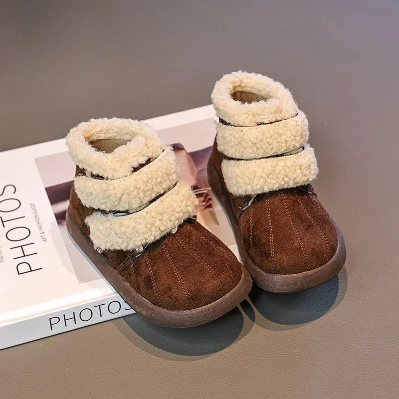 Children's Winter Boots for Girls New Warm Kids Fashion Plush Boots Ankle Versatile Outdoor Causal Toddlers Cotton Boots Soft