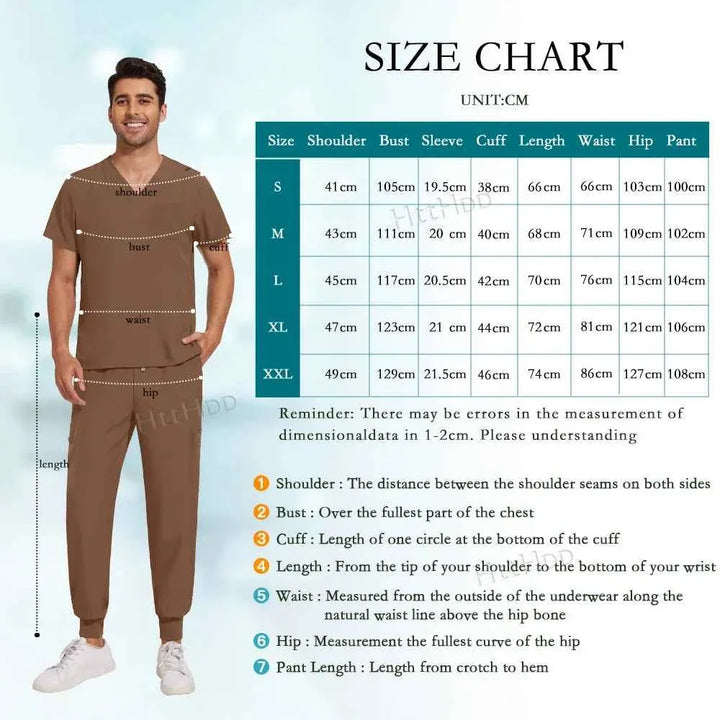 Unisex Nurse Scrubs Suit - Top & Pants