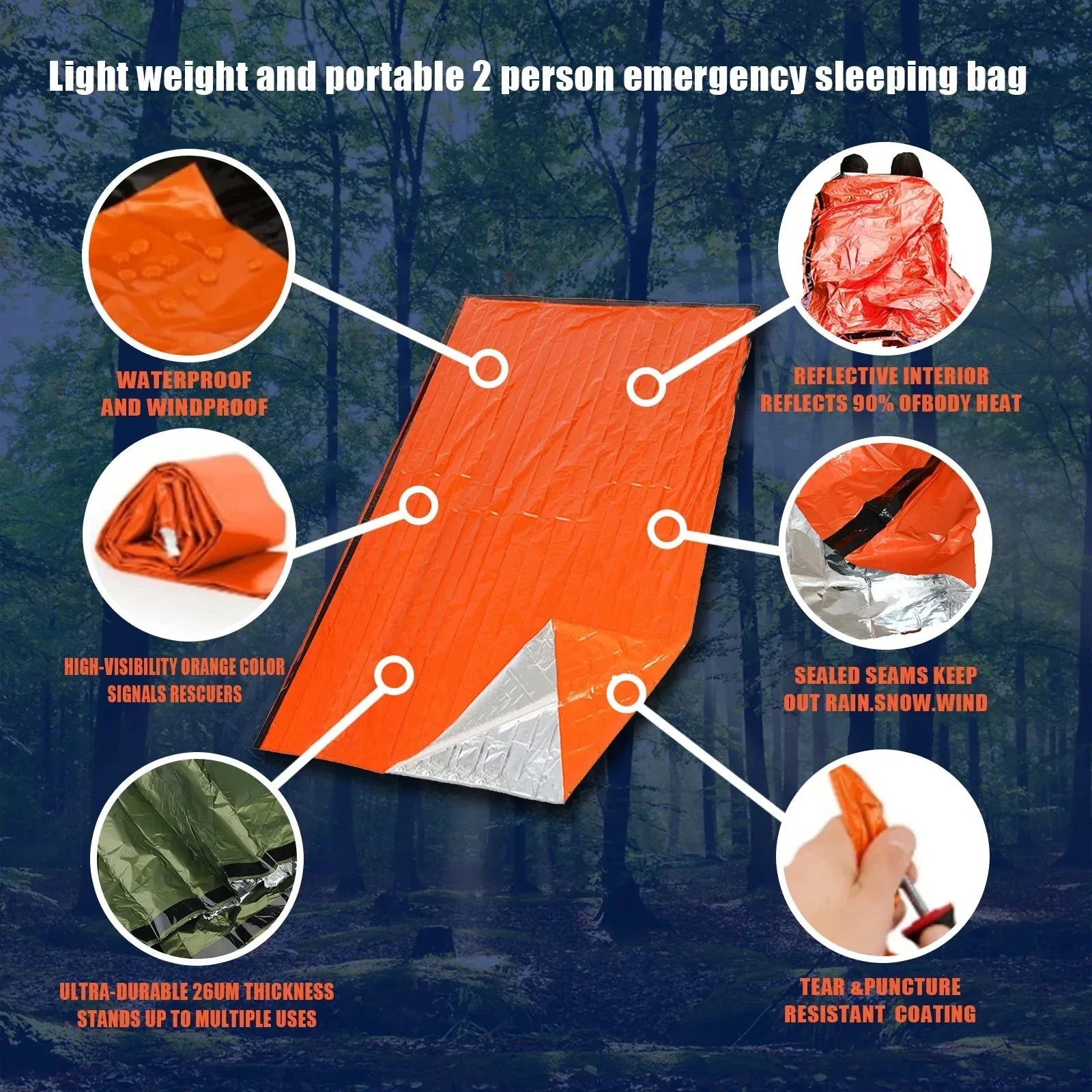 Emergency Survival Sleeping Bag – Waterproof Mylar Bivy Sack