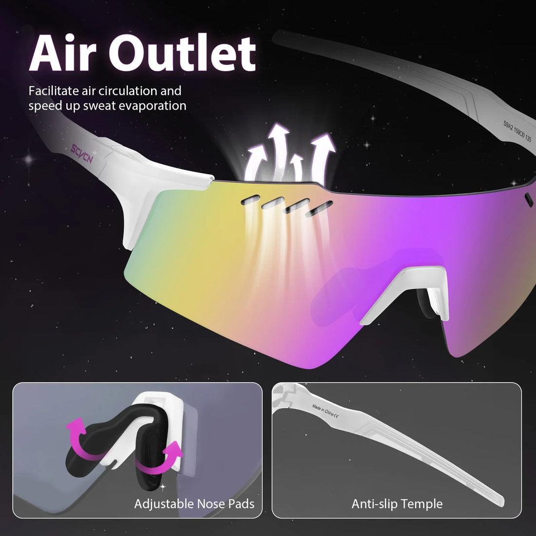 SCVCN UV400 Cycling Glasses Outdoor Running Sunglasses Men Women MTB Road Bike Glasses Hiking Drive Bicycle Sports Sunglasses