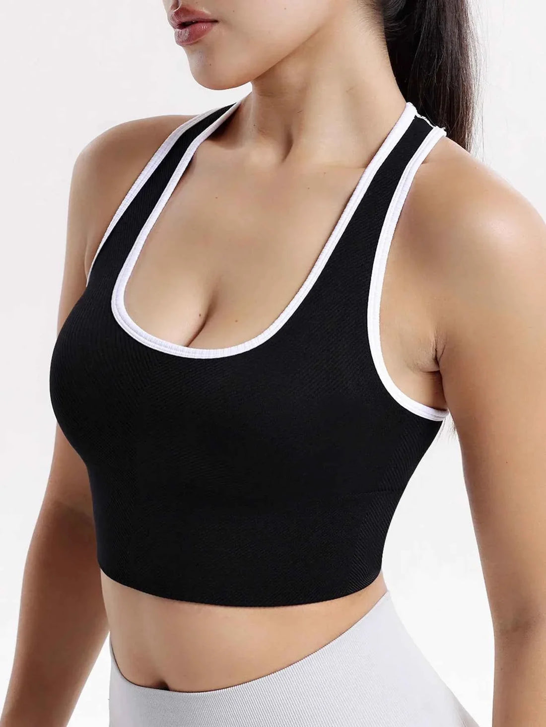 VEQKING Seamless Ribbed Racerback Sports Bra