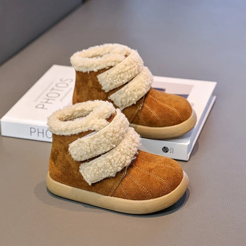 Children's Winter Boots for Girls New Warm Kids Fashion Plush Boots Ankle Versatile Outdoor Causal Toddlers Cotton Boots Soft