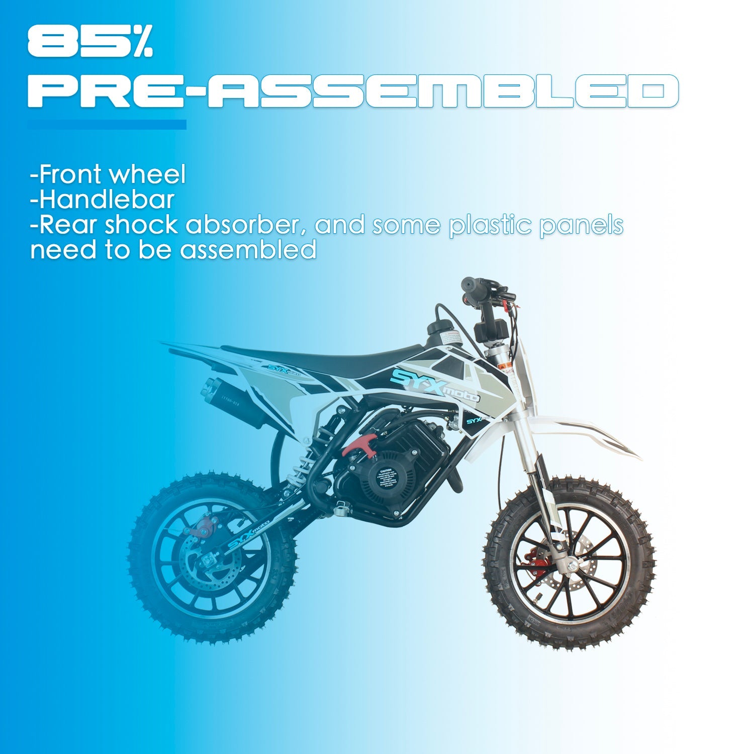 SYX MOTO VK 58cc 4-Stroke Off-Road Mini Ride-On for Kids – Pull Start, 2.0HP, Fully Automatic