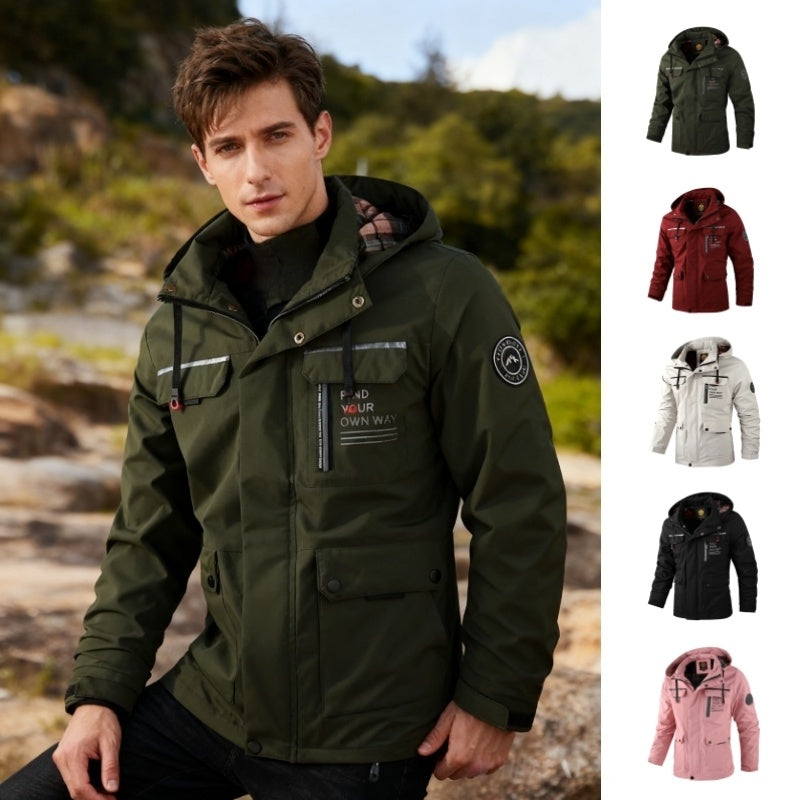 Men’s Casual Windbreaker – Hooded Waterproof Softshell Coat