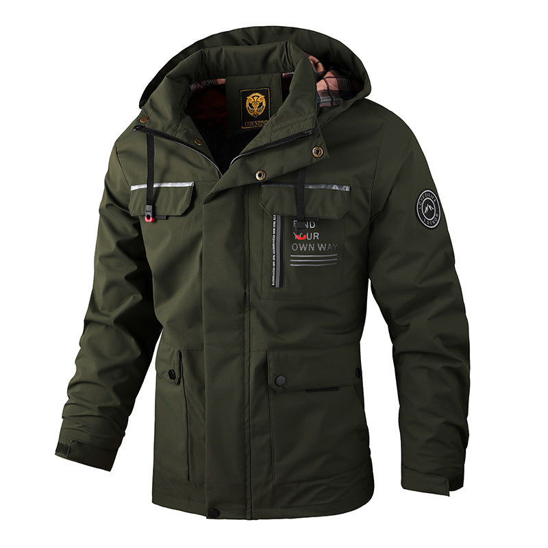 Men’s Casual Windbreaker – Hooded Waterproof Softshell Coat