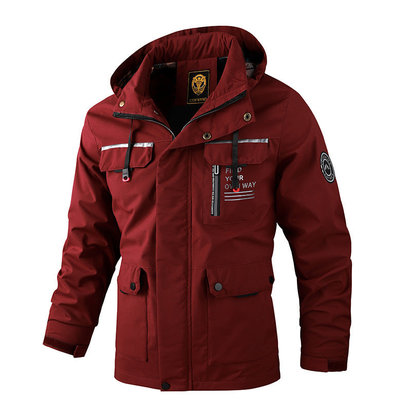 Men’s Casual Windbreaker – Hooded Waterproof Softshell Coat