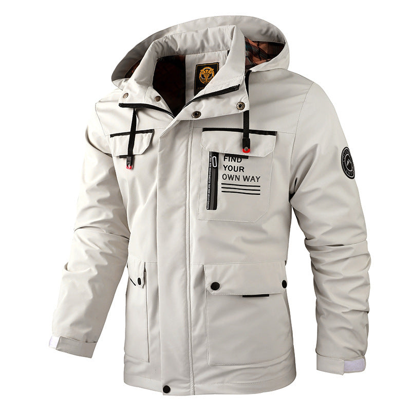 Men’s Casual Windbreaker – Hooded Waterproof Softshell Coat