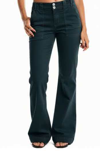 Women's Multi Pocket Stretch Elastic Waist Twill Cotton Pants  High Waisted, Comfortable Form Fitting  Formal Casual Wide Leg Pants