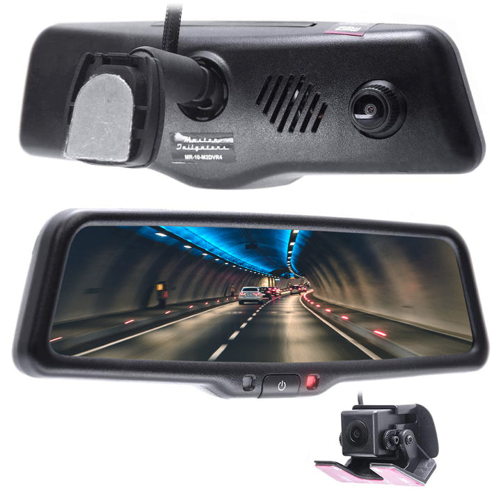 Master Tailgaters 10" Rear View Mirror Dash Cam with 10" LCD Screen | Rearview Universal Fit | 1080p 30fps HD DVR | Dual Way Video Recorder with WiFi | Anti Glare | 1080p Backup Camera Included