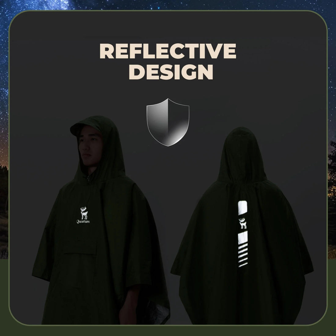 Unisex Waterproof Rain Poncho with Pocket for Hiking Outdoor